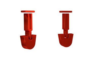 Kırmızı Kürek simgesi şeffaf arkaplanda izole edildi. Bahçe aletleri. Bahçecilik, tarım, tarım araçları. .