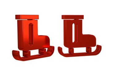 Kırmızı figür buz pateni simgesi şeffaf arkaplanda izole edildi. Buz pateni ayakkabısı ikonu. Kılıçlı spor botlar.. .