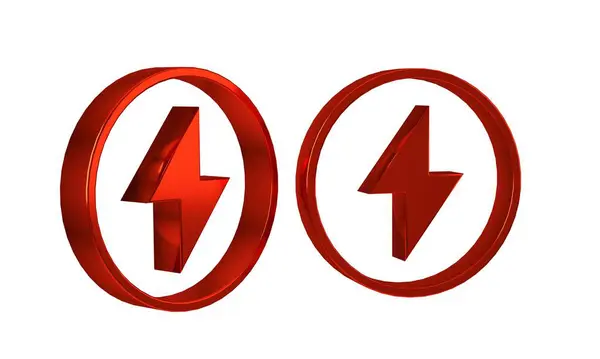 Red Lightning Bult Ikon Isolerad Transparent Bakgrund Flash Skylt Ladda — Stockfoto