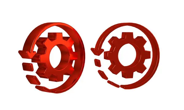 Red Gear Стрелки Иконка Концепции Рабочего Процесса Изолированы Прозрачном Фоне — стоковое фото