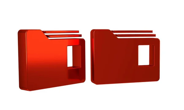 Κόκκινο Εικονίδιο Φακέλου Εγγράφου Απομονωμένο Διαφανές Φόντο Λογιστικό Σύμβολο Συνδετικό — Φωτογραφία Αρχείου