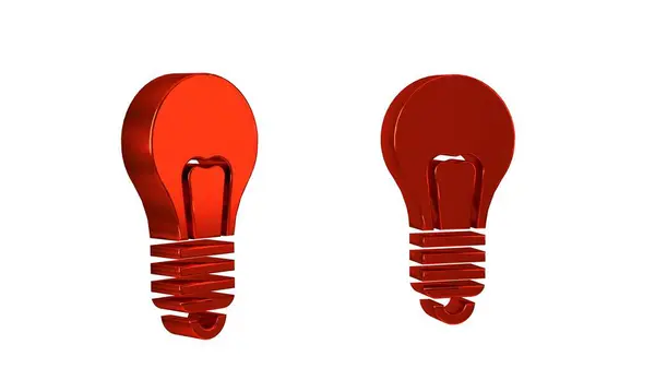 Red Light Bulb Concept Idea Icon Isolated Transparent Background Energy — Stock Photo, Image