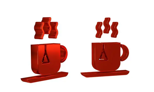 Şeffaf Arkaplanda Çay Poşeti Simgesi Olan Kırmızı Çay Fincanı — Stok fotoğraf