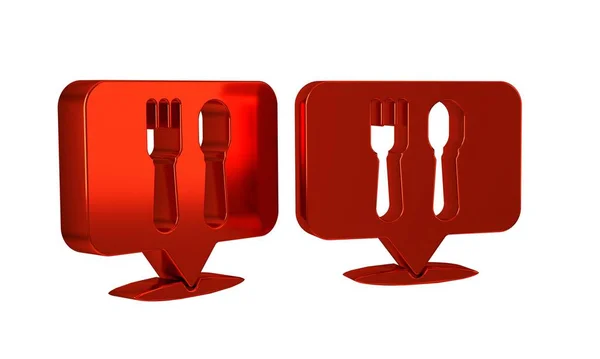Red Cafe Icona Posizione Ristorante Isolato Sfondo Trasparente Forchetta Cucchiaio — Foto Stock