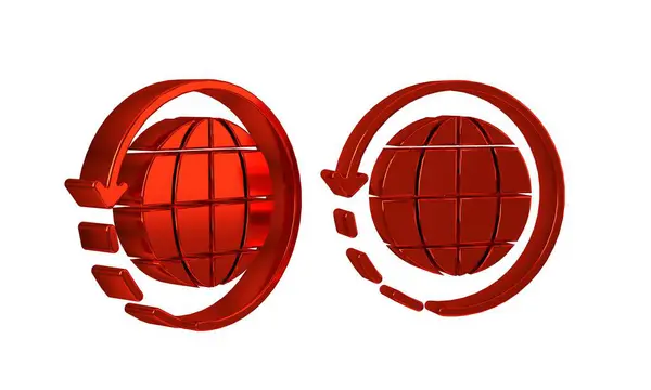 Kırmızı Dünya Çapında Nakliye Karton Kutu Simgesi Şeffaf Arkaplanda Izole — Stok fotoğraf