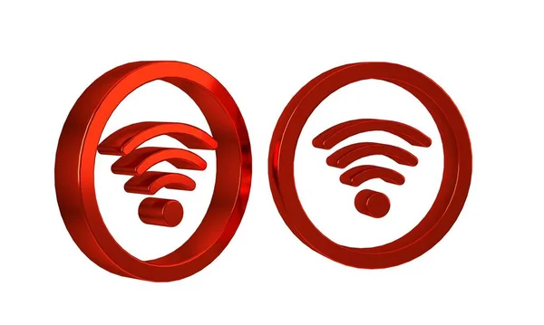 透明な背景で隔離された赤い 無線インターネット ネットワークのシンボル アイコン — ストック写真