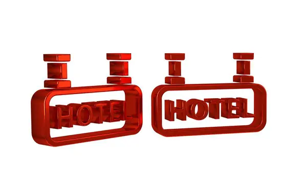 Letrero Rojo Publicidad Aire Libre Con Texto Hotel Icono Aislado — Foto de Stock