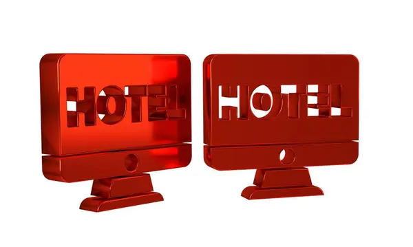 Rotes Online Symbol Für Hotelbuchungen Isoliert Auf Transparentem Hintergrund Online — Stockfoto