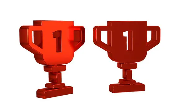 Red Award Cup Icon Isolated Transparent Background Winner Trophy Symbol — Stock Photo, Image