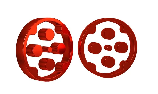 Czerwony Rewolwer Ikona Cylindra Izolowane Przezroczystym Tle — Zdjęcie stockowe