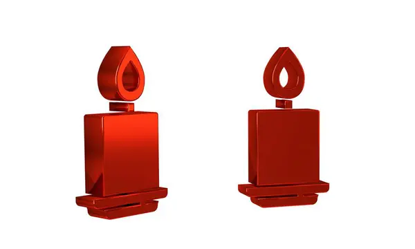 Red Burning Candle Icon Isolated Transparent Background Cylindrical Aromatic Candle — Stock Photo, Image