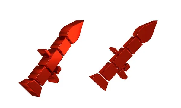 带有透明背景下孤立的导弹图标的红色火箭发射器 — 图库照片