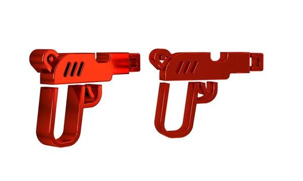 Pistola Vermelha Ícone Arma Isolado Fundo Transparente Polícia Arma Militar — Fotografia de Stock