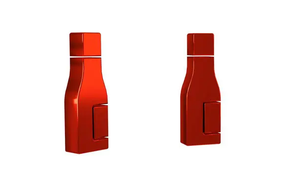 Şeffaf Arkaplanda Kırmızı Bir Şişe Ikon Izole Edilmiş Soda Içme — Stok fotoğraf