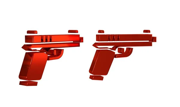 红色手枪或枪支图标隔离在透明的背景下 警察或军队的手枪 小型火器 — 图库照片