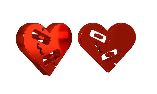 Red Healed Összetört Szív Vagy Válás Ikon Elszigetelt Átlátszó Háttérrel — Stock Fotó