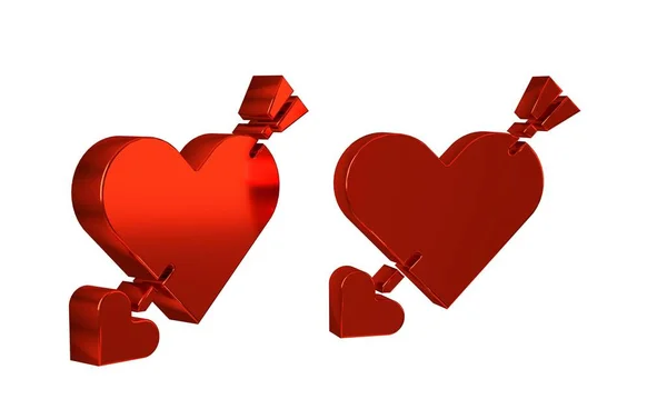 Красный Символ Амура Изображением Сердца Стрелки Выделенный Прозрачном Фоне Знак — стоковое фото