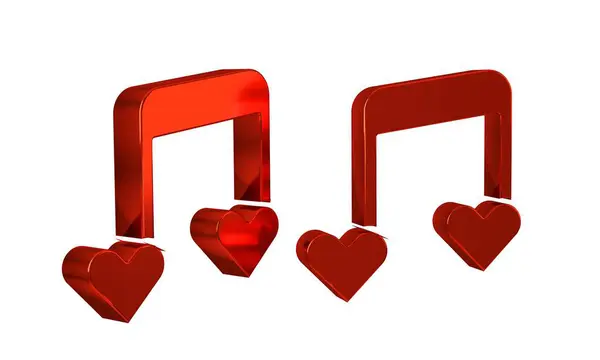 Kırmızı Müzik Notası Şeffaf Arkaplanda Izole Edilmiş Kalpler Simgesi Olan — Stok fotoğraf