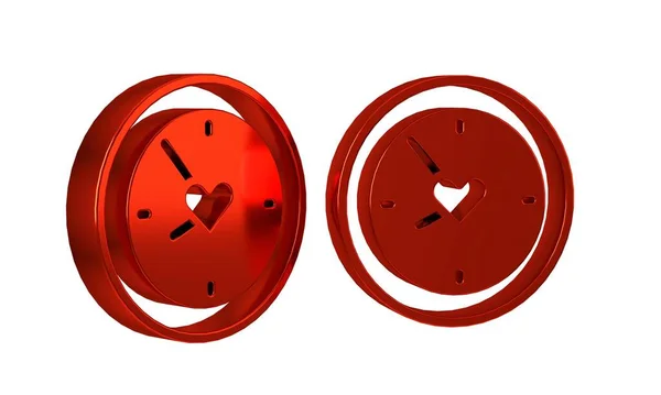 Reloj Rojo Con Icono Del Corazón Aislado Sobre Fondo Transparente — Foto de Stock