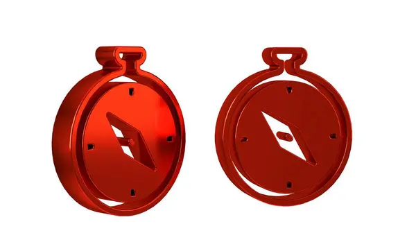 Ikona Red Compass Izolovaná Průhledném Pozadí Windrose Navigační Symbol Znamení — Stock fotografie