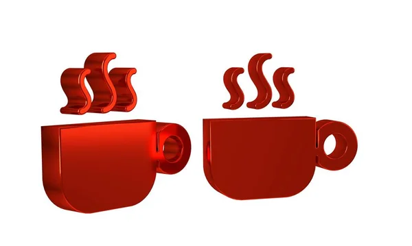 红色咖啡杯图标隔离在透明的背景下 茶杯热饮咖啡 — 图库照片