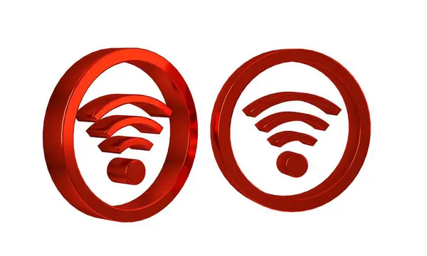 Red Wireless Internet Network Symbol Icon Isolated Transparent Background — Stock Photo, Image