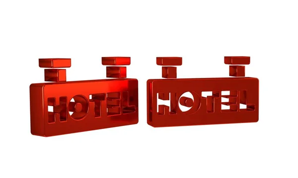透明な背景で隔離されたテキストのホテルのアイコンが付いている赤い看板の屋外広告 — ストック写真