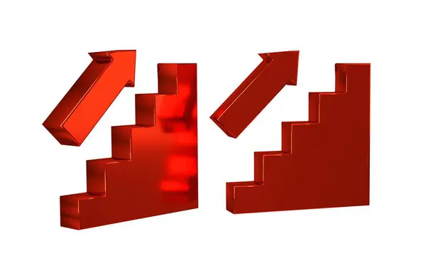Red Stairs up icon isolated on transparent background. .