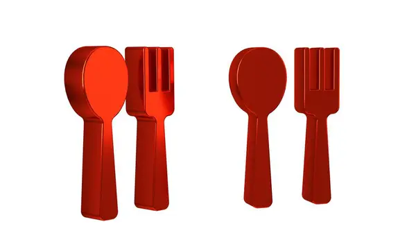 Red Fork Spoon Icon Isolated Transparent Background Cooking Utensil Cutlery — Stock Photo, Image