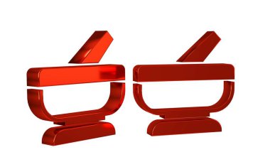 Kırmızı havan ve tokmak simgesi şeffaf arkaplanda izole edildi. .