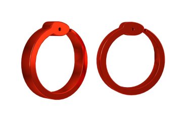 Ouroboros simgesinin kırmızı büyü sembolü şeffaf arkaplanda izole edilmiş. Yılan kendi kuyruğunu ısırıyor. Hayvan ve sonsuzluk, mitoloji ve yılan. .