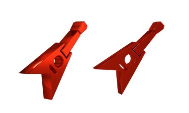 Kırmızı Elektronik gitar simgesi şeffaf arkaplanda izole edildi. .