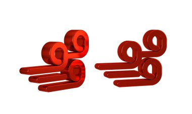 Kırmızı Rüzgarlı hava simgesi şeffaf arkaplanda izole edildi. Bulut ve rüzgar. .