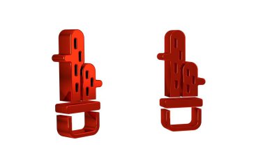 Kırmızı Kaktüs kaktüsü, şeffaf arka planda izole edilmiş tencere simgesi. Tencerede yetişen bir bitki. Saksı bitkisi işareti. .