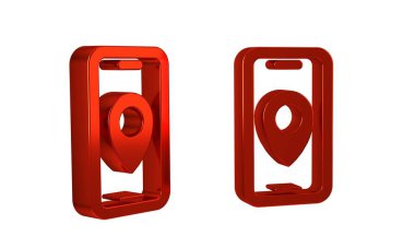 Şehir haritası navigasyon simgesinin kırmızı bilgileri şeffaf arkaplanda izole edildi. Mobil Uygulama Arayüzü tasarımı. Geolasyon kavramı. .