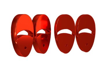 Kırmızı Terlik simgesi şeffaf arkaplanda izole edildi. Parmak arası terlik işareti. .