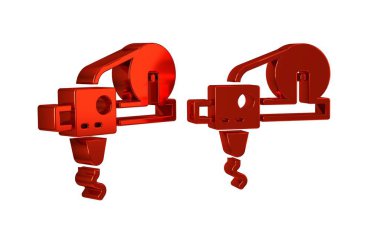 Kırmızı 3D yazıcı simgesi şeffaf arkaplanda izole edildi. 3d yazdırma. .