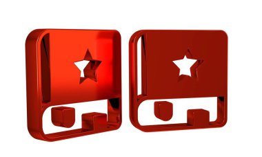 Kırmızı Kadim büyü kitabı, simyadaki tarifler, mistik büyüler ve şeffaf arkaplanda izole edilmiş büyü simgesi.. .