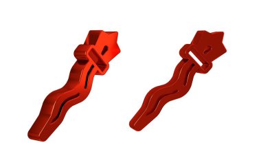 Kırmızı büyü çubuğu simgesi şeffaf arkaplanda izole edildi. Sihirli değnek, asa, değnek, değnek. .