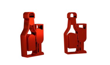 Şeffaf arkaplanda cam simgesi olan kırmızı şampanya şişesi.. .