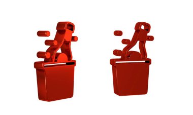 Kırmızı şampanya şişesi, şeffaf arka planda izole edilmiş buz kovası ikonu.. .