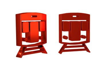 Kırmızı tren ve demiryolu ikonu şeffaf arkaplanda izole edildi. Toplu taşıma sembolü. Metro treni nakliyesi. Metro yeraltı. .