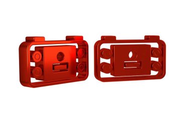 Kırmızı Taşınabilir oyun konsolu simgesi şeffaf arkaplanda izole edildi. El bilgisayarı konsolu oyunu. .