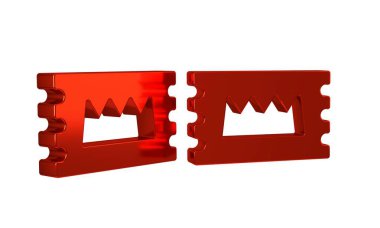 Kırmızı konser bileti simgesi şeffaf arkaplanda izole edildi. Konser, parti ya da festival bileti. .