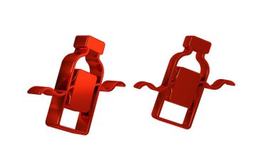 Kırmızı, okyanus ikonunun kirliliği sorunu şeffaf arka planda izole edildi. Çöp, plastik, denizdeki torbalar.. .