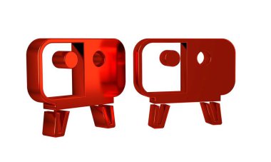 Kırmızı TV masa standı simgesi şeffaf arkaplanda izole edildi. .