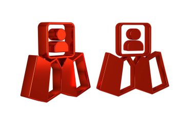 Şeffaf arkaplanda konum simgesi izole edilmiş kırmızı katlı harita. .