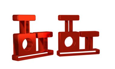 Şeffaf arkaplanda oyuncak simgesi olan kırmızı kedi tırmalama direği. .