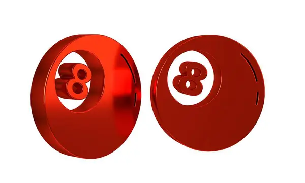 Κόκκινο Μπιλιάρδο Μπιλιάρδο Snooker Μπάλα Τον Αριθμό Εικονίδιο Απομονώνονται Διαφανές — Φωτογραφία Αρχείου