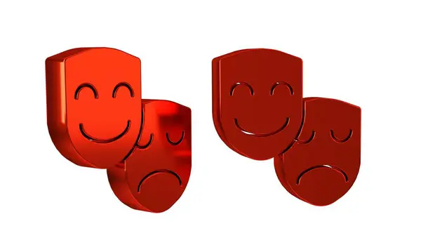 Red Comedy Tragedy Theatrical Masks Icon Isolated Transparent Background — Stock Photo, Image